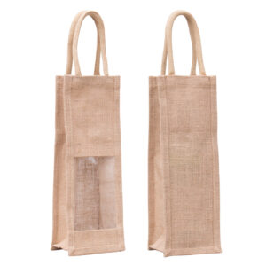 single wine bottle carrier jute bag