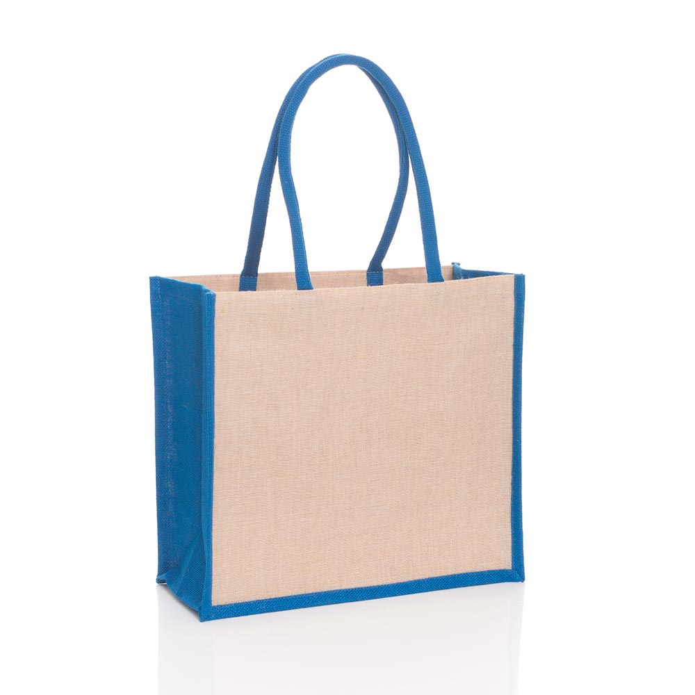 large bag with natural juco royal blue jute 1