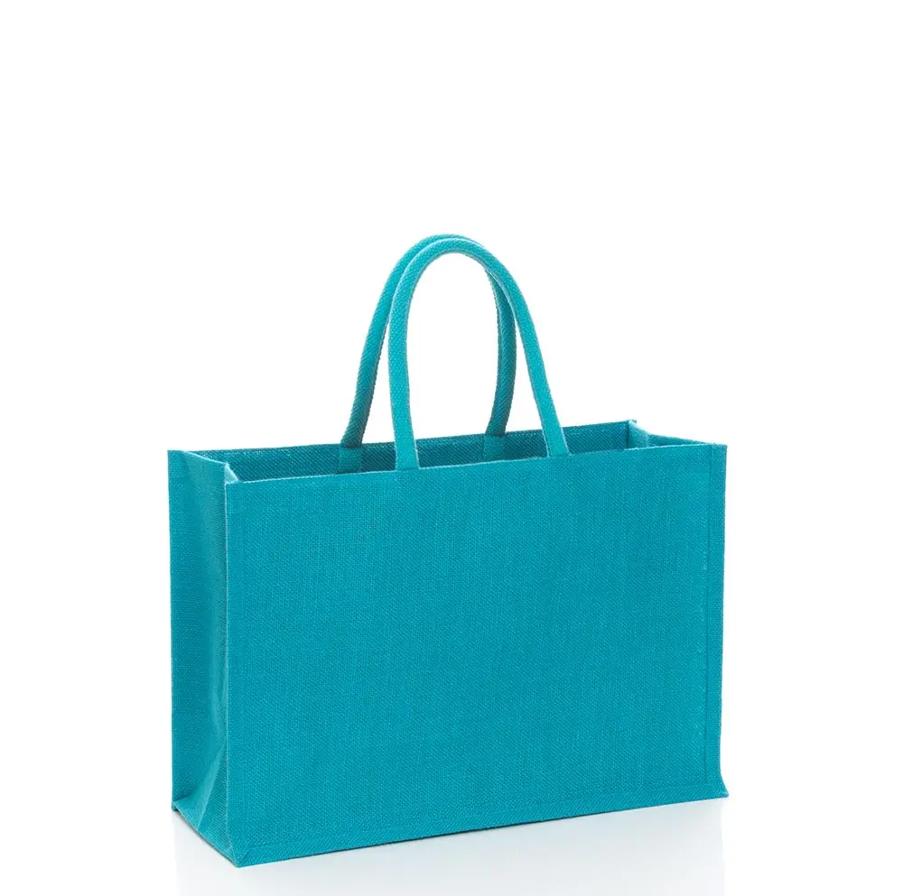 large rectangle jute bag turquoise 1